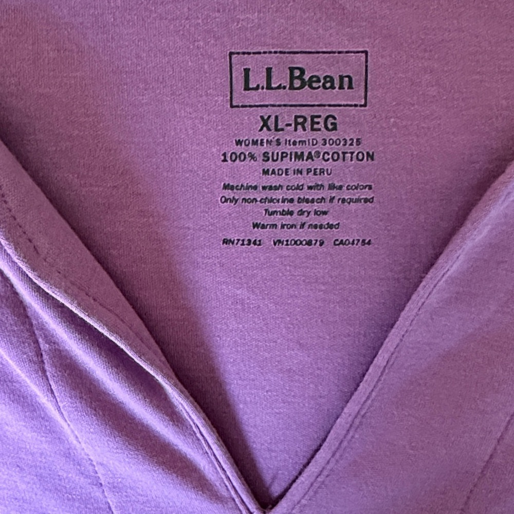 L.L. Bean Lavender Supima Cotton Women's Top